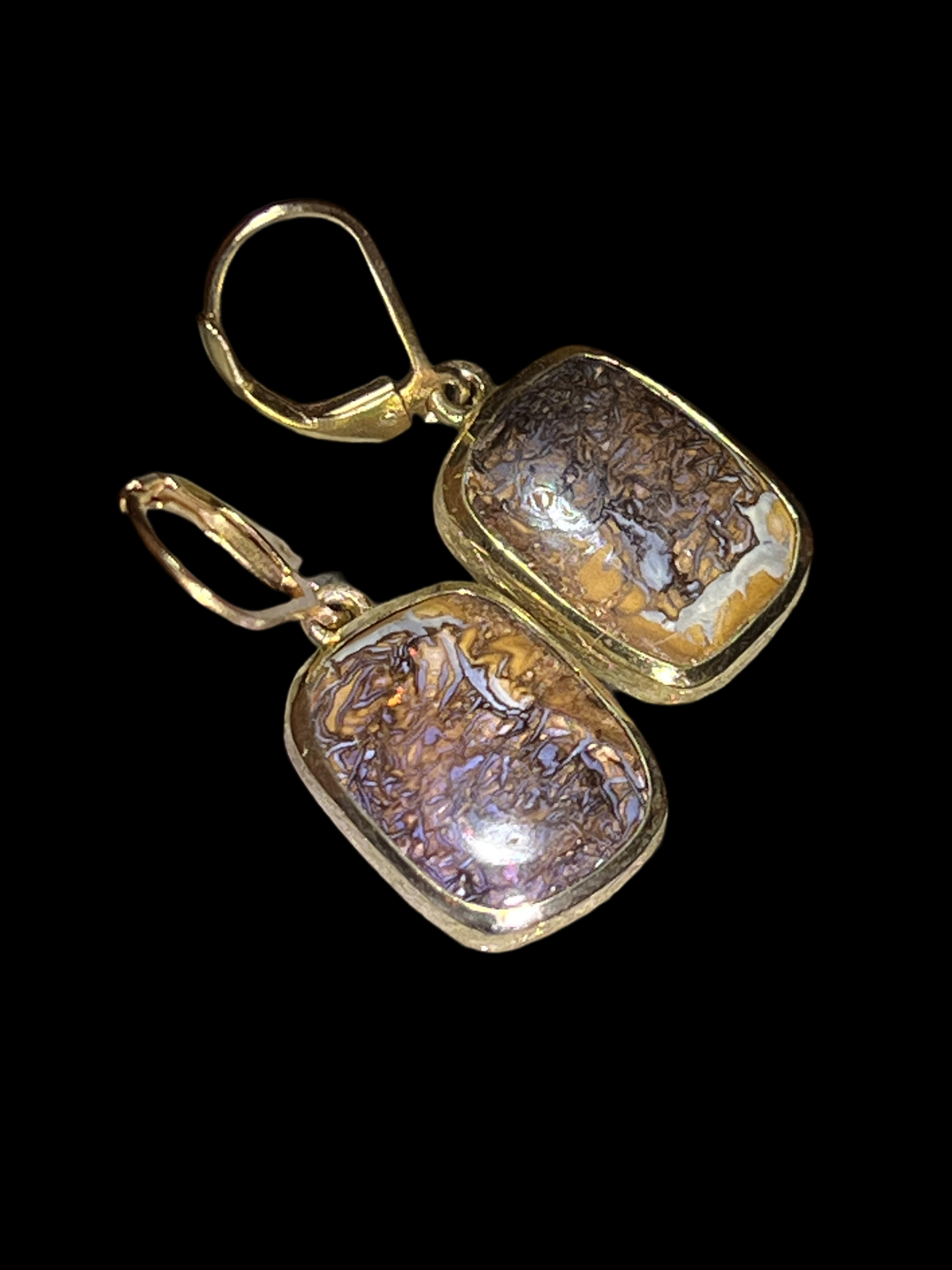 Boulder Opal Ohrringe in Silber Gold plattiert