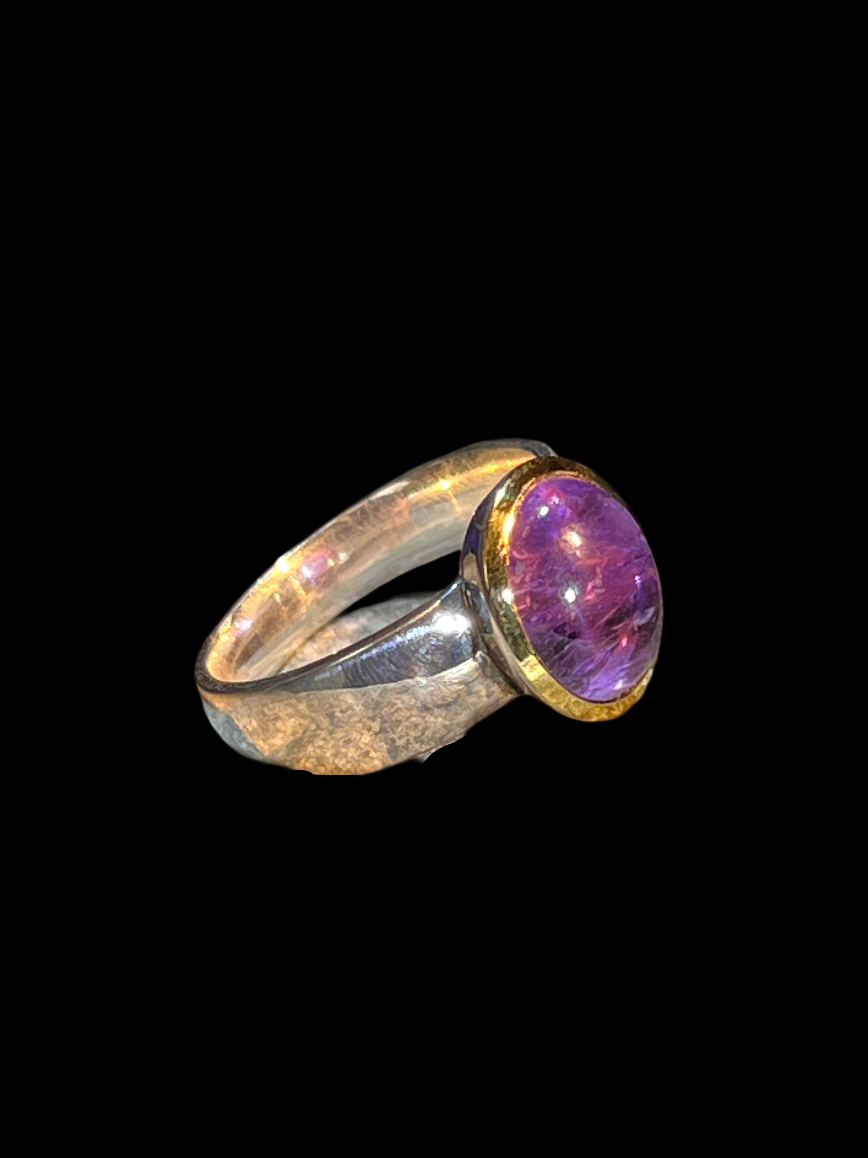 Violett Königin Amethyst Ring in Silber mit vergoldeter Fassung